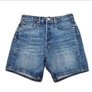 Denim Forum The Joni Mid Length High Waisted Denim Short Jeans Blue